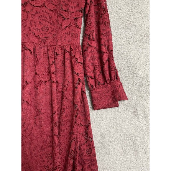 Anthropologie Hutch Olivia lace Maxi Dress  Red Wine Medium Holiday Christmas - Picture 3 of 9
